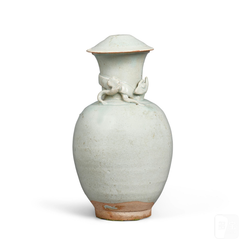 北宋 青白釉貼蟠龍蓋瓶 | A QINGBAI-GLAZED EWER AND COVER - 图4